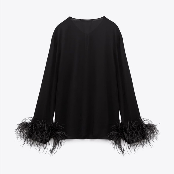Zara feathered flowy blouse - Picture 5 of 8